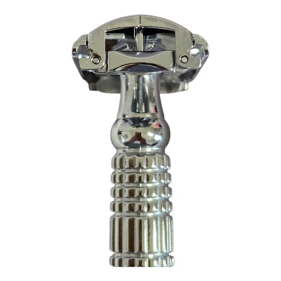 Classic Butterfly Twist to Open Double Edge Safety Razor Chrome Finish NEW - Picture 4 of 10
